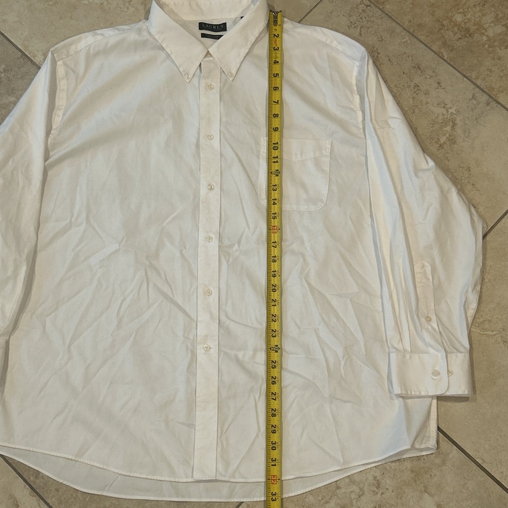 Lauren Ralph Lauren Black Label Shirt M 4XL White Solid Long Sleeve Button Down - Picture 6 of 10